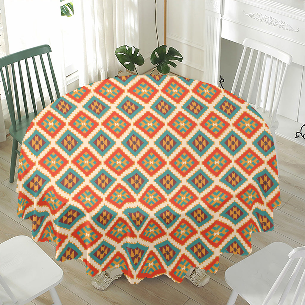 Ancient Geometric Navajo Print Waterproof Round Tablecloth