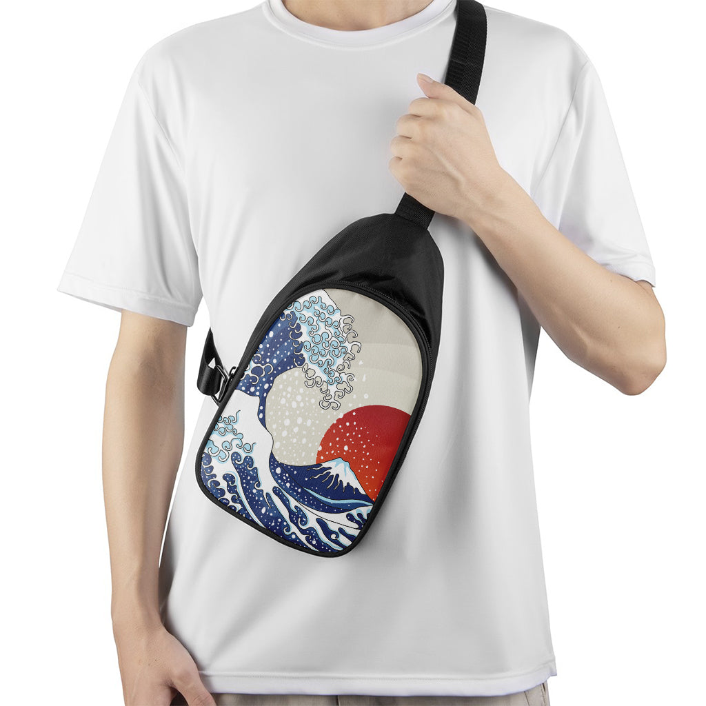 Ancient Great Japanese Wave Print Chest Bag