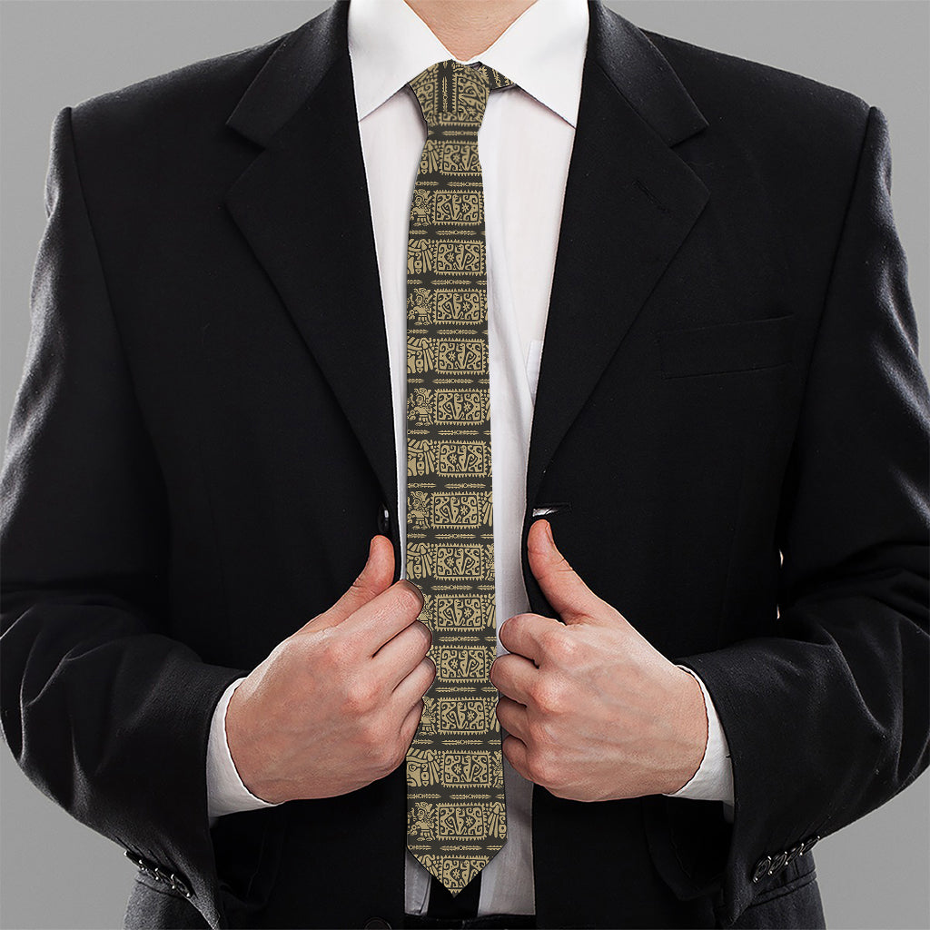 Ancient Maya Pattern Print Necktie
