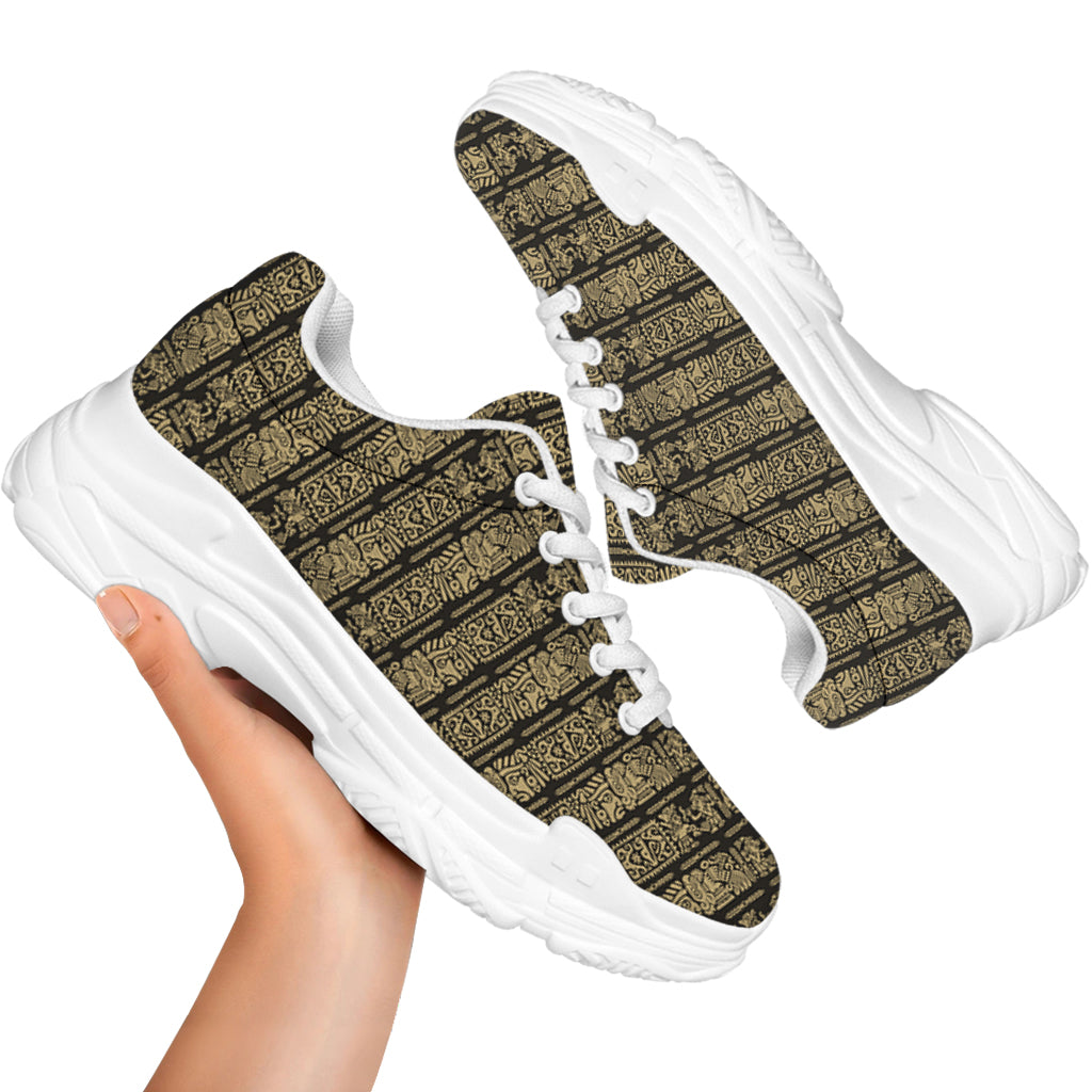 Ancient Maya Pattern Print White Chunky Shoes