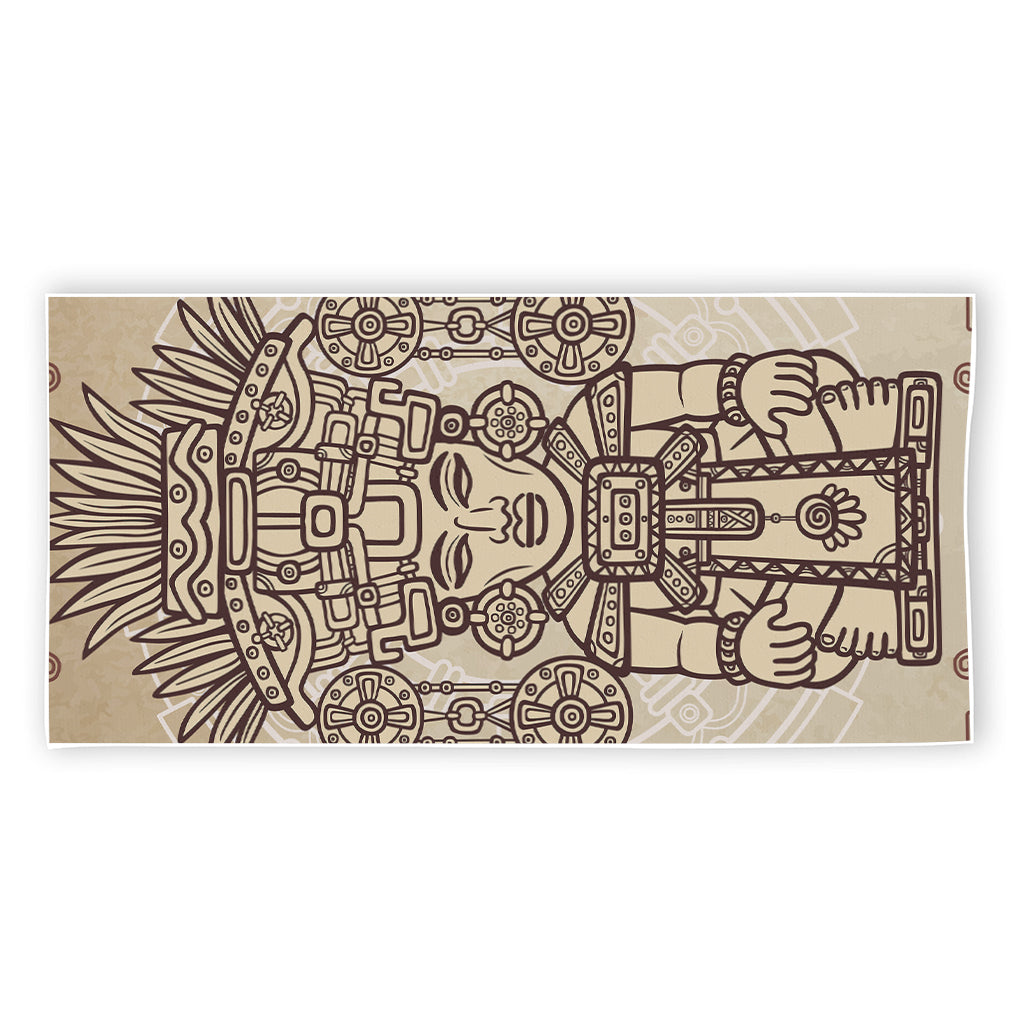 Ancient Mayan Statue Print Beach Towel