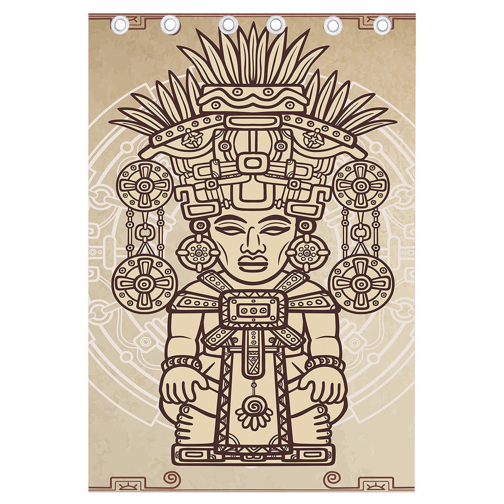 Ancient Mayan Statue Print Curtain