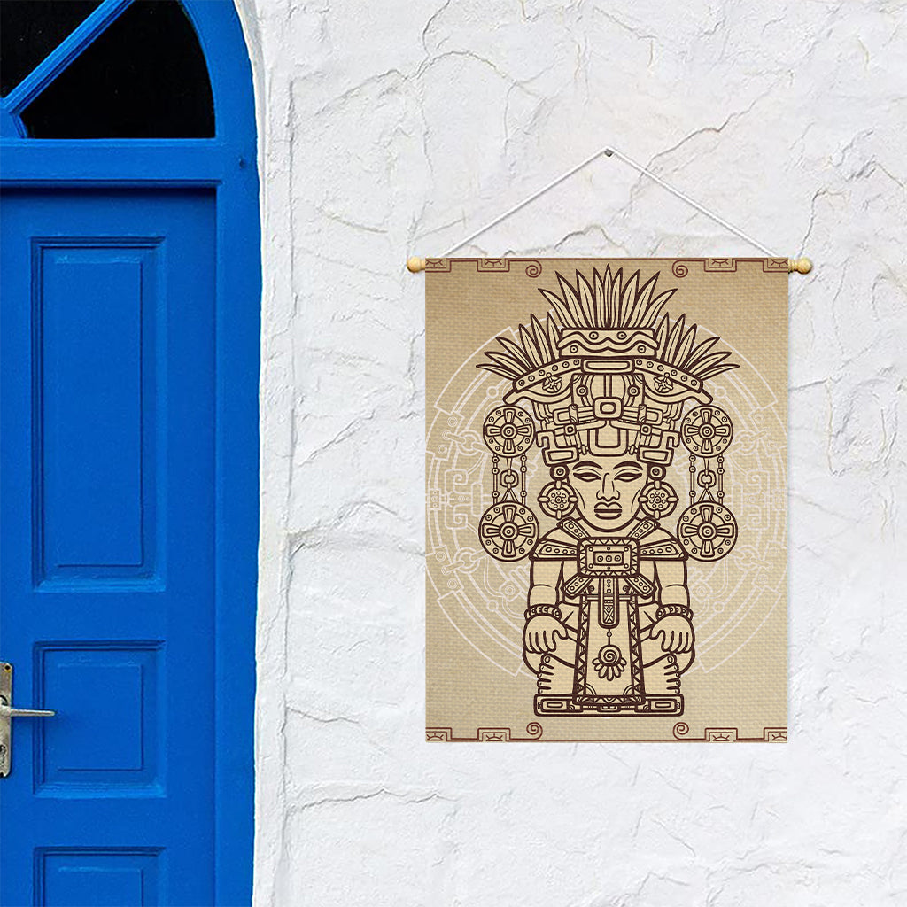 Ancient Mayan Statue Print Garden Flag