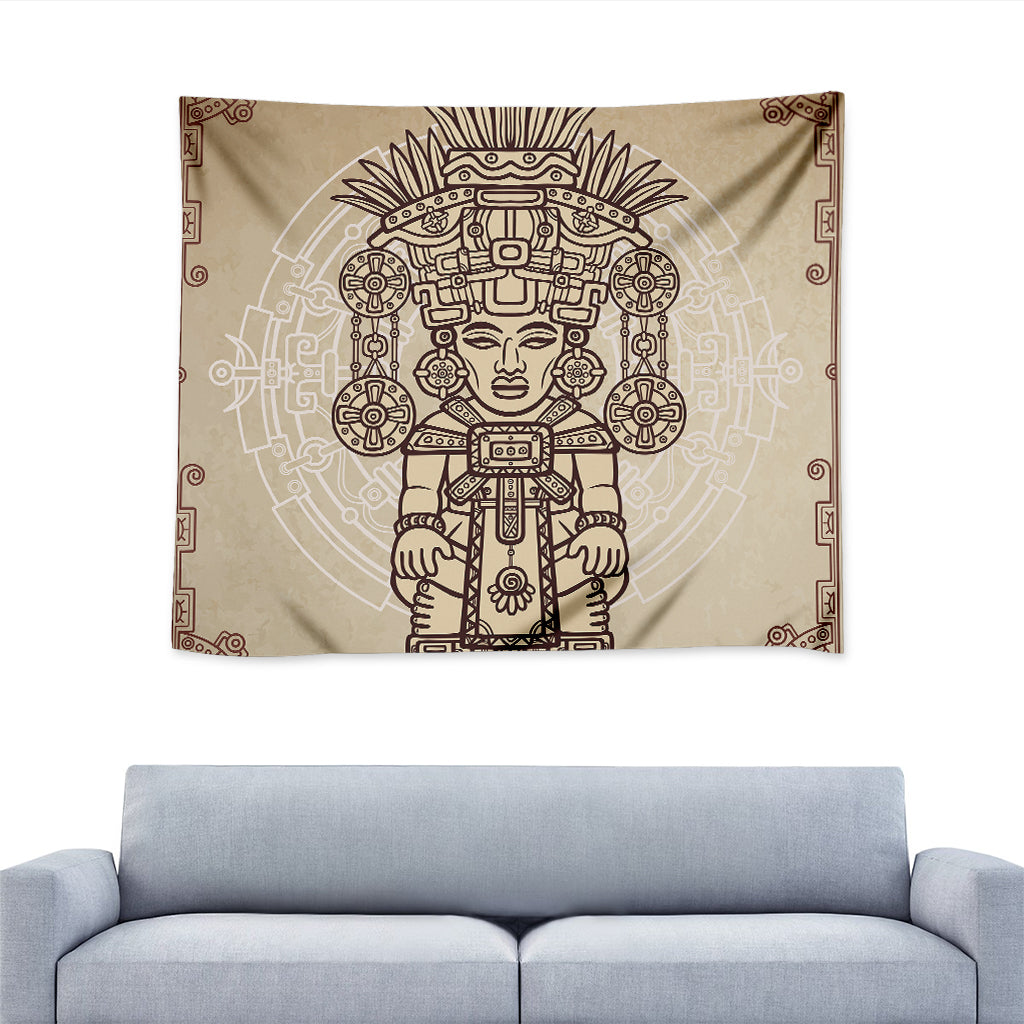 Ancient Mayan Statue Print Tapestry