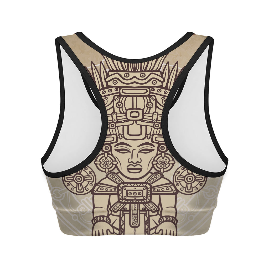 Ancient Mayan Statue Print Women's Sports Bra