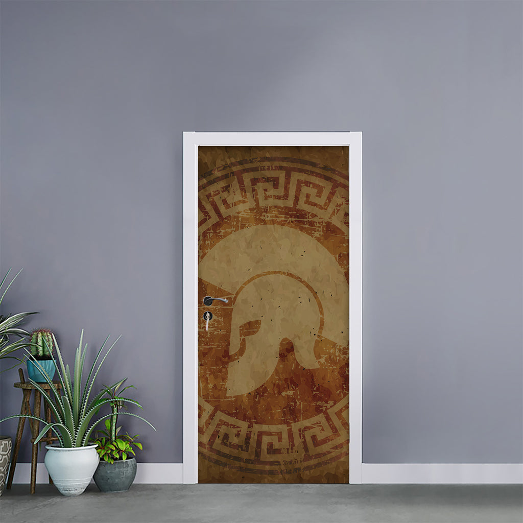 Ancient Spartan Helmet Print Door Sticker