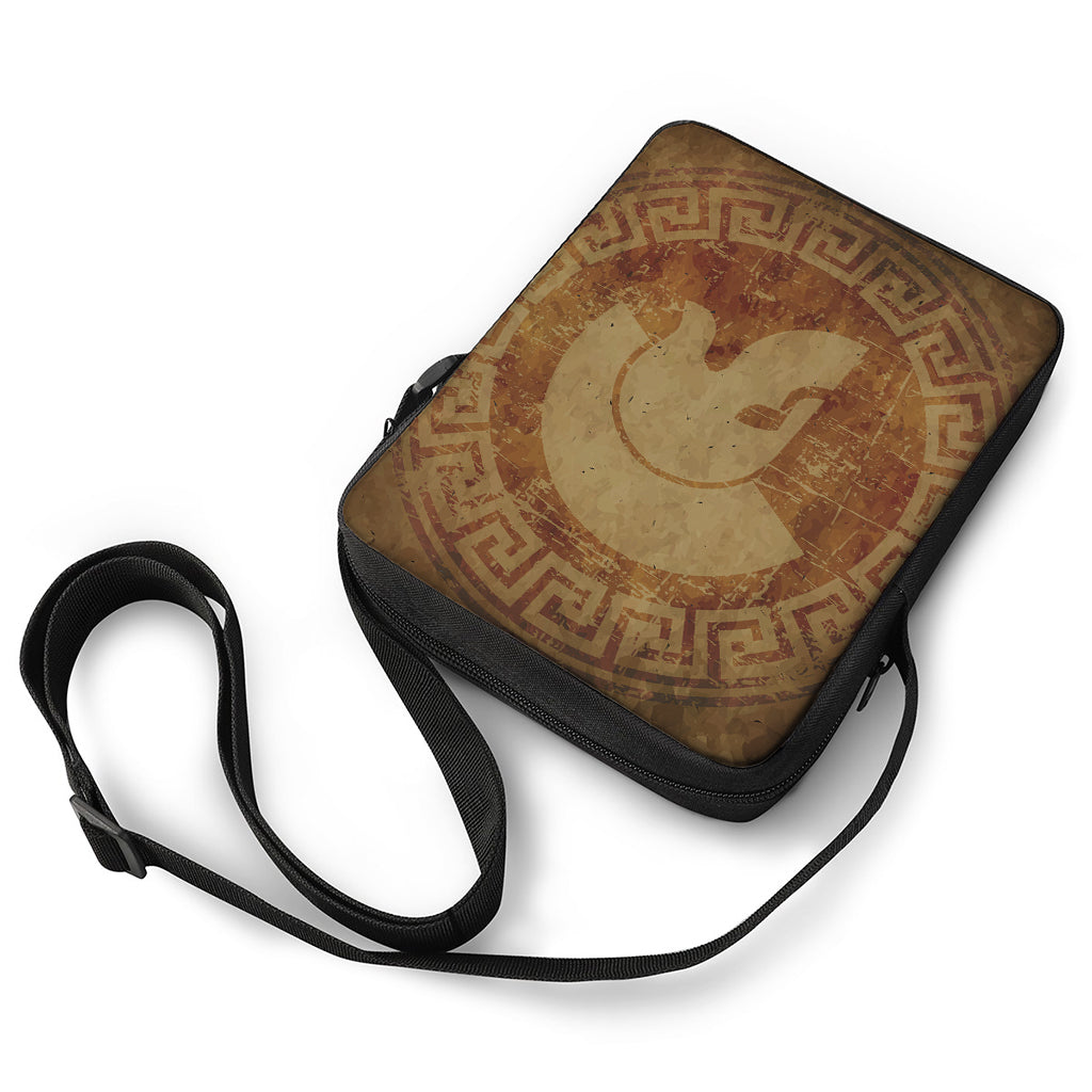 Ancient Spartan Helmet Print Rectangular Crossbody Bag