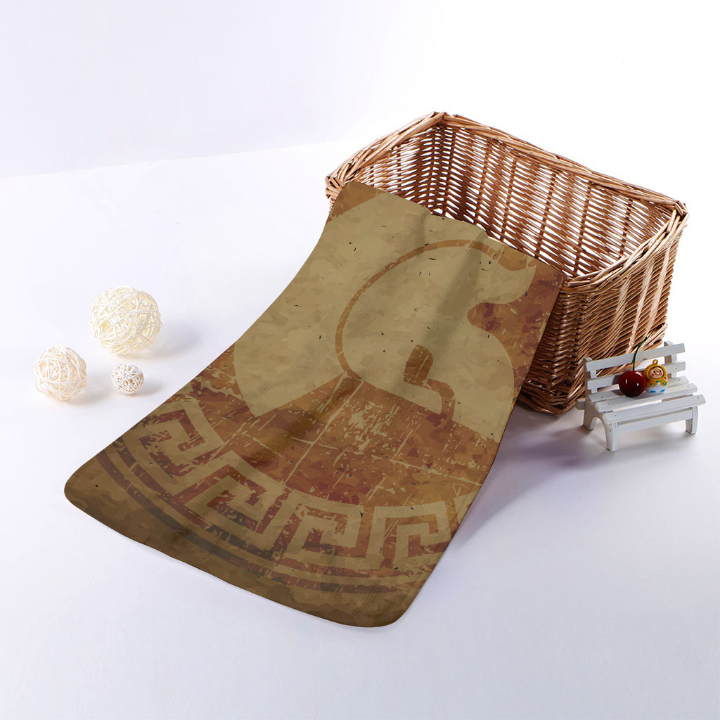 Ancient Spartan Helmet Print Towel
