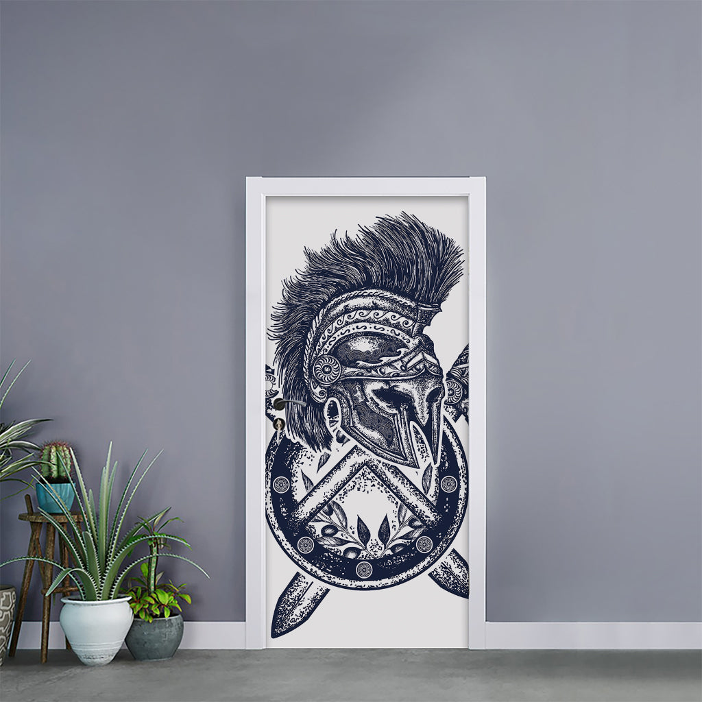 Ancient Spartan Print Door Sticker