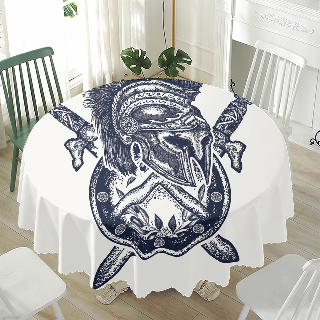 Ancient Spartan Print Waterproof Round Tablecloth