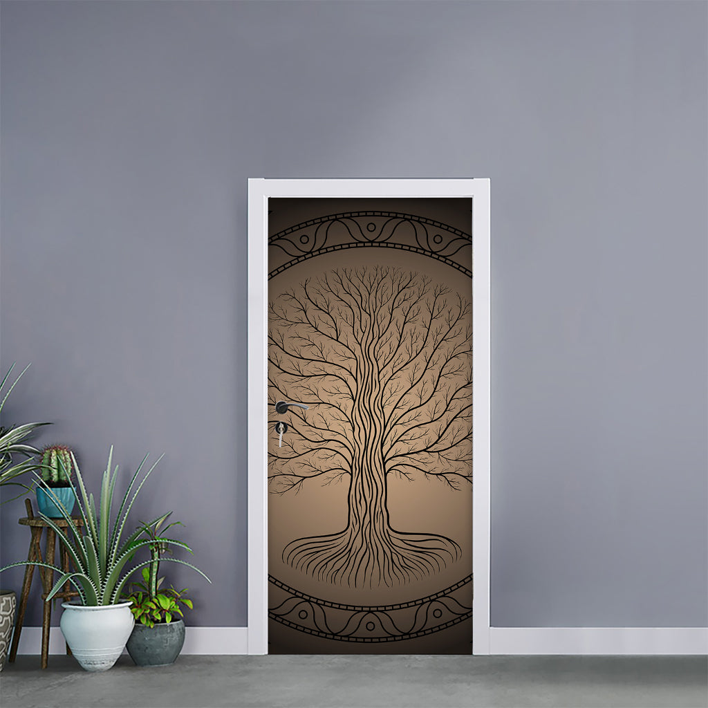 Ancient Yggdrasil Tree Print Door Sticker