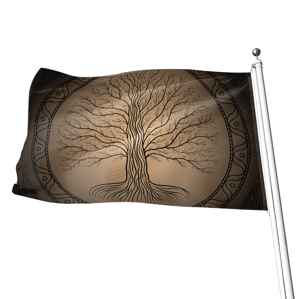 Ancient Yggdrasil Tree Print Flag