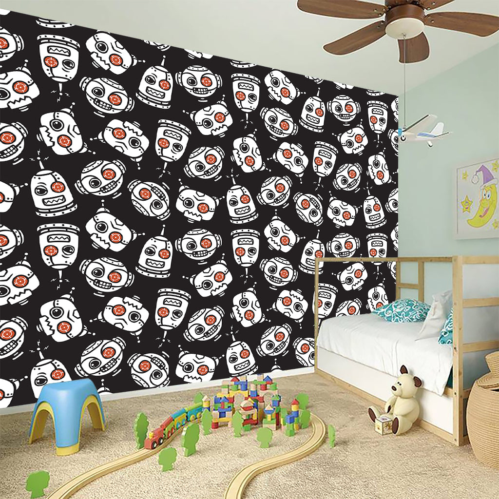 Angry Robot Pattern Print Wall Sticker