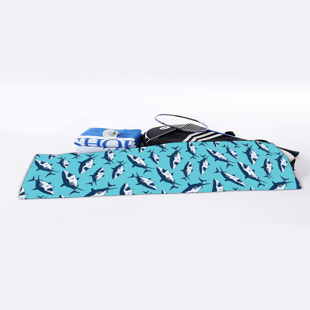 Angry Shark Pattern Print Sports Towel
