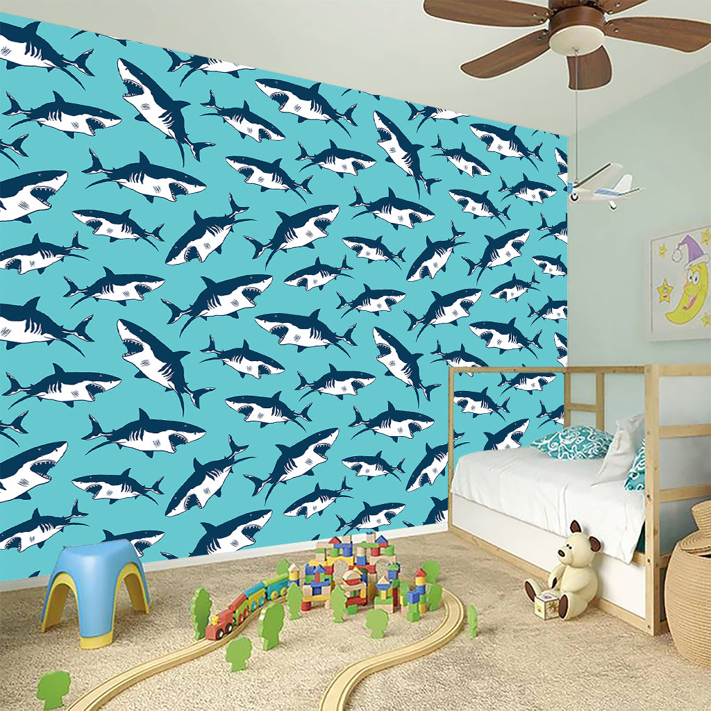 Angry Shark Pattern Print Wall Sticker