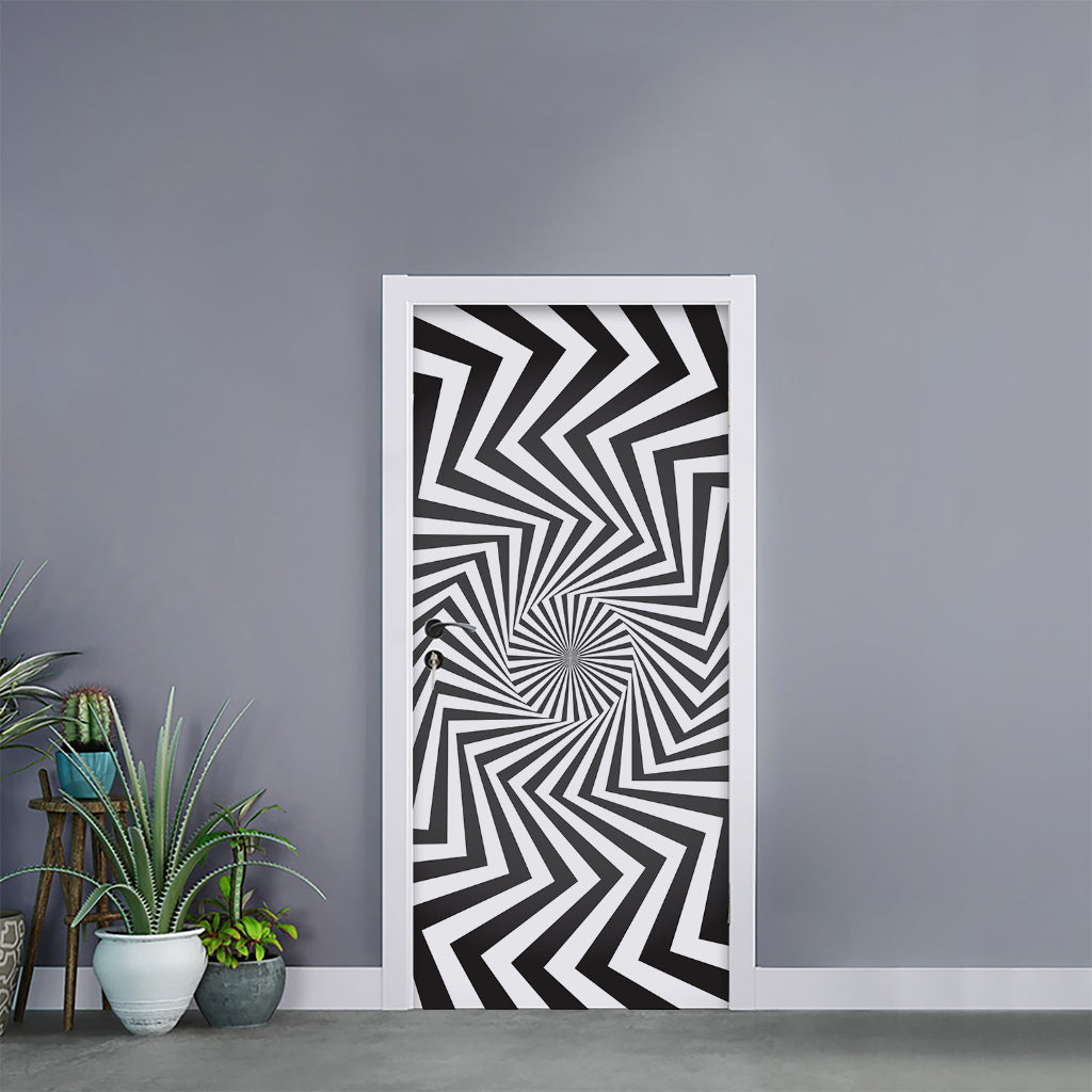 Angular Swirl Motion Illusion Print Door Sticker