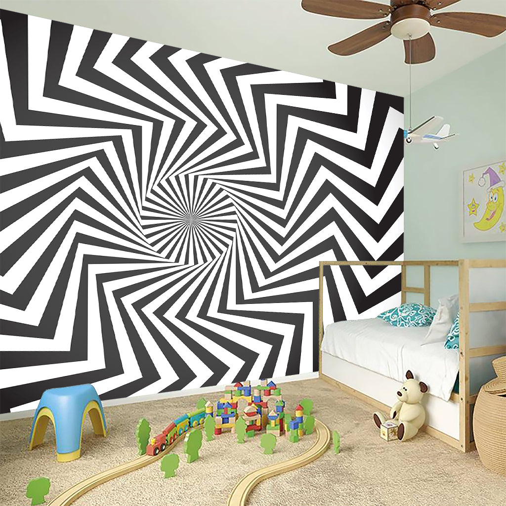Angular Swirl Motion Illusion Print Wall Sticker