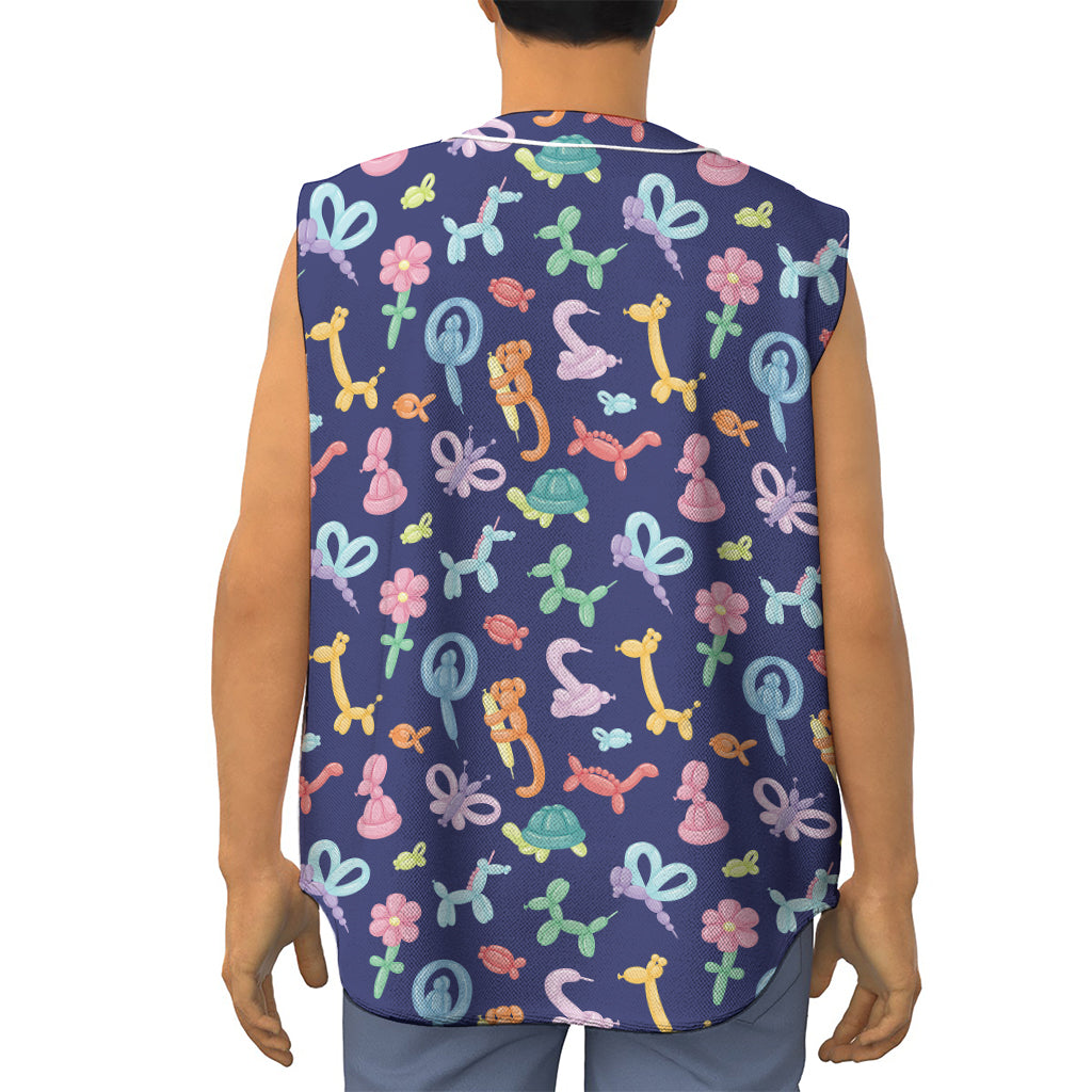 Animal Balloon Pattern Print Sleeveless Baseball Jersey