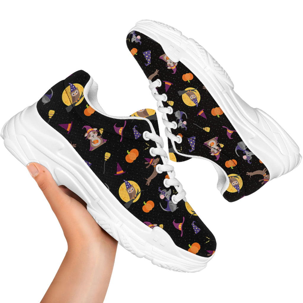 Animal Wizard Pattern Print White Chunky Shoes