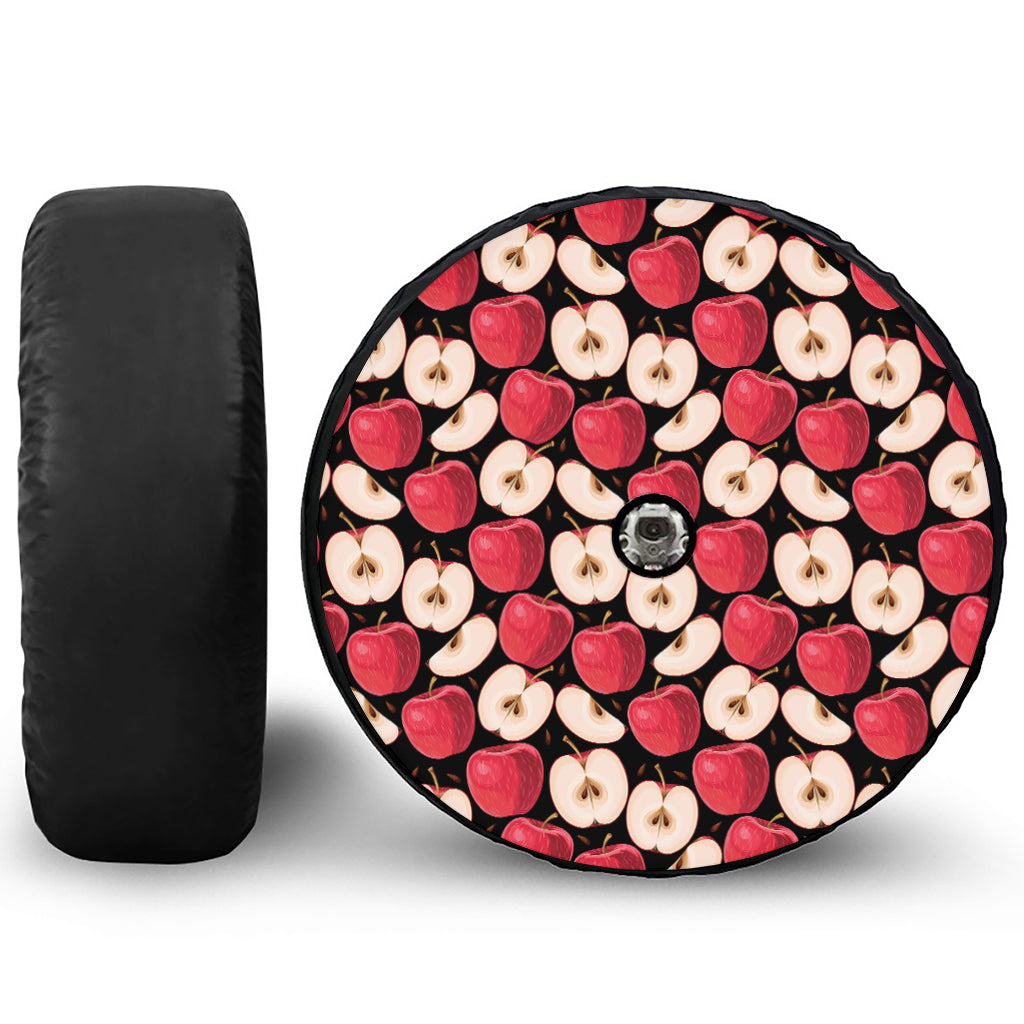 Apple Pattern Print Tire Cover With Camera Hole