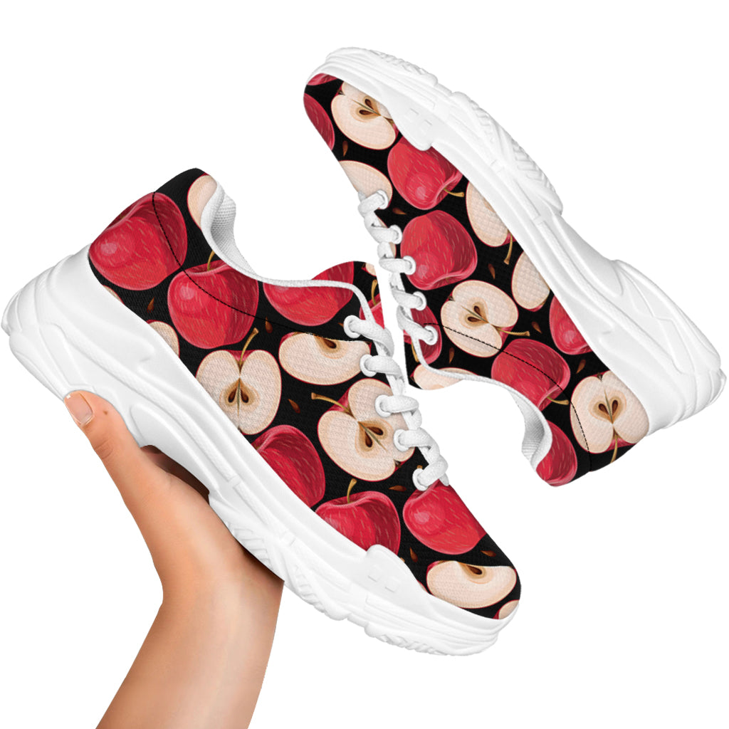 Apple Pattern Print White Chunky Shoes