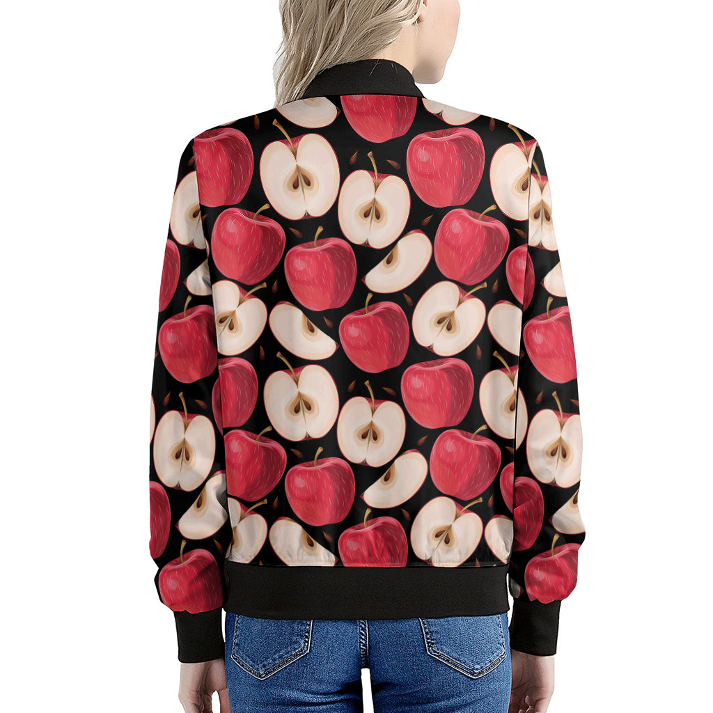 Apple Pattern Print Women's Bomber Jacket
