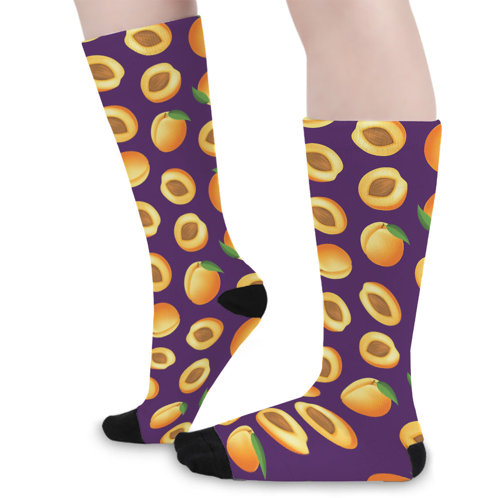 Apricot Fruit Pattern Print Long Socks