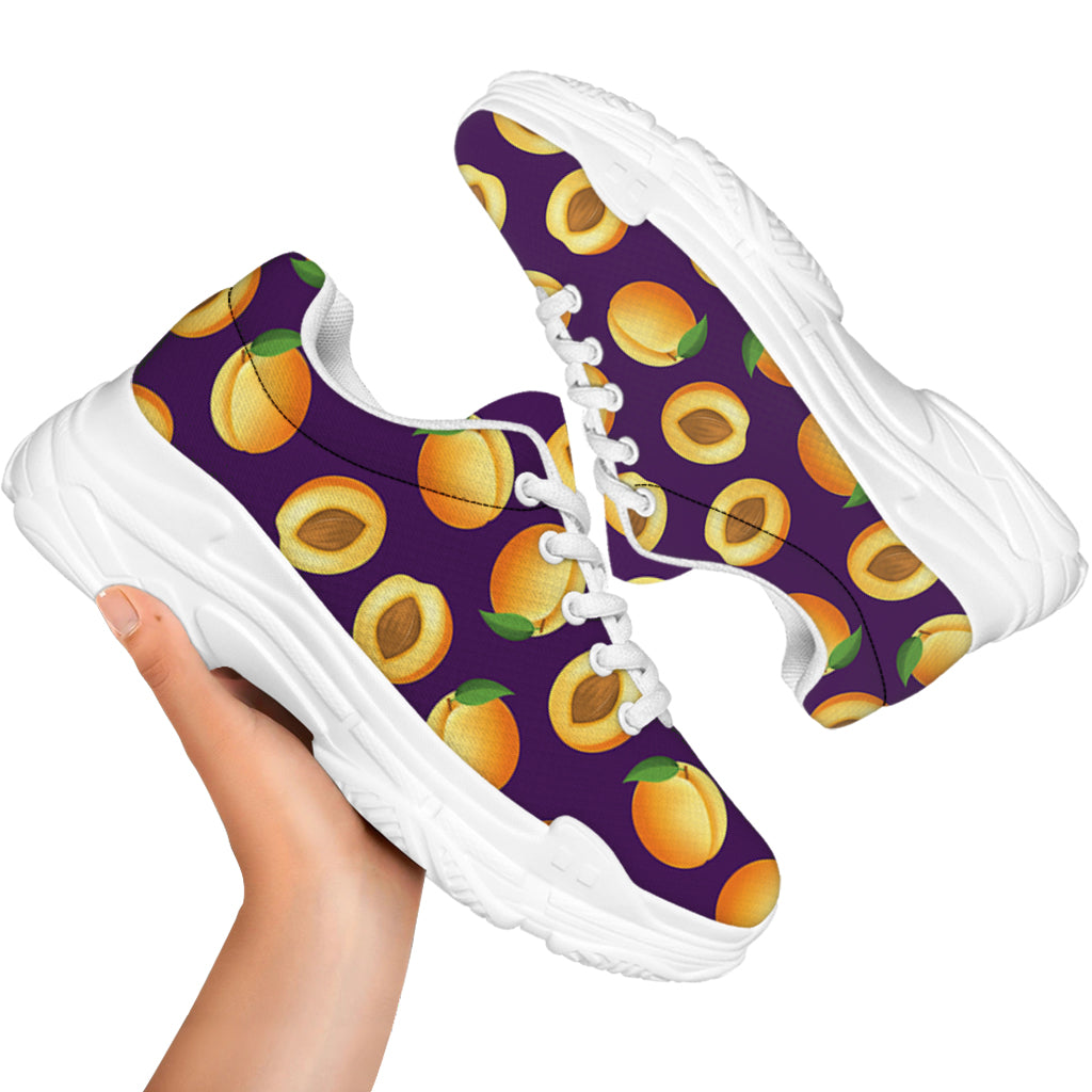 Apricot Fruit Pattern Print White Chunky Shoes
