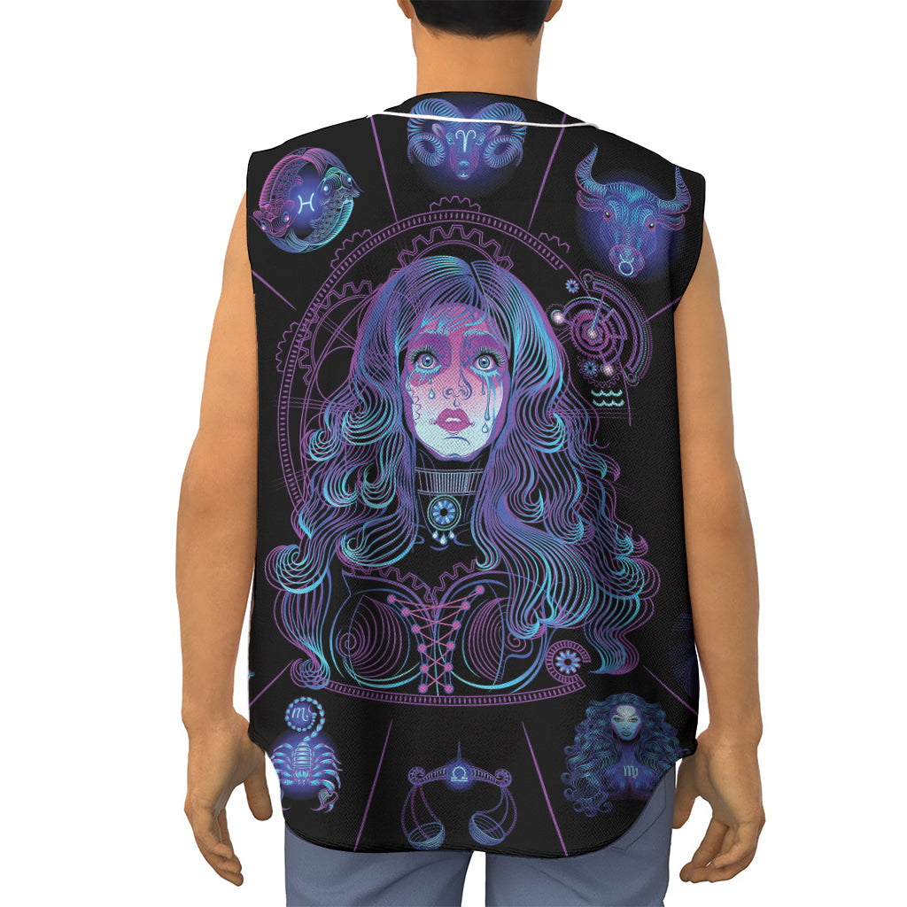 Aquarius And Astrological Signs Print Sleeveless Baseball Jersey