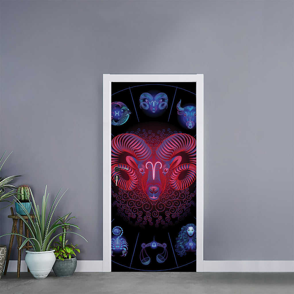 Aries And Astrological Signs Print Door Sticker