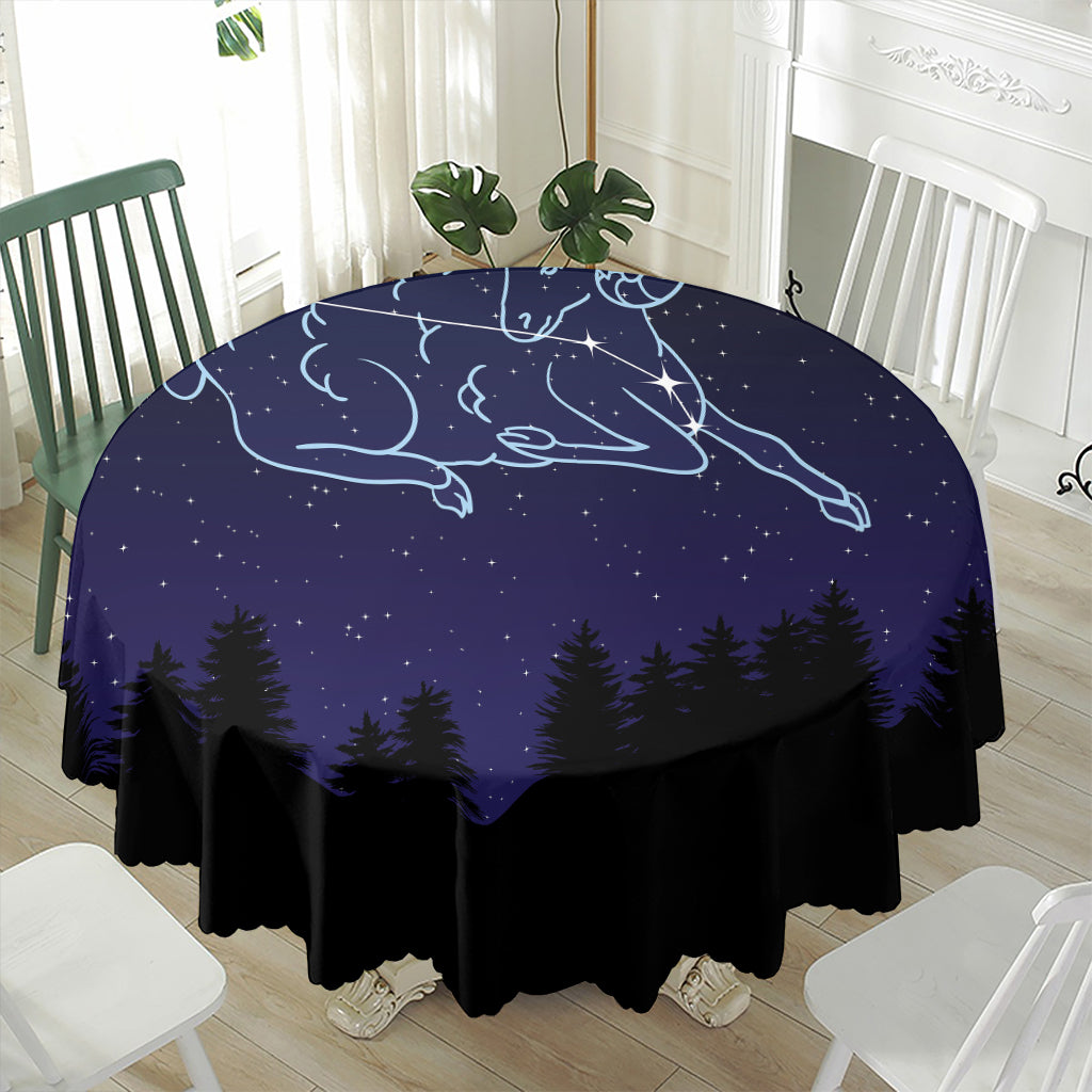 Aries Constellation Print Waterproof Round Tablecloth