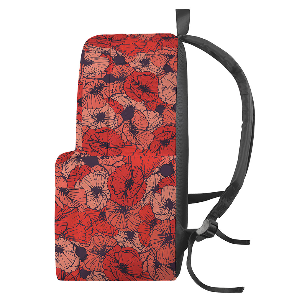 Armistice Day Poppy Pattern Print Backpack