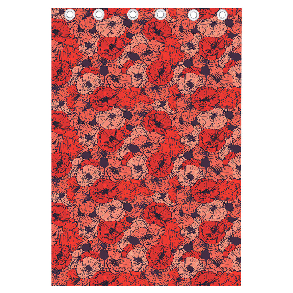 Armistice Day Poppy Pattern Print Curtain