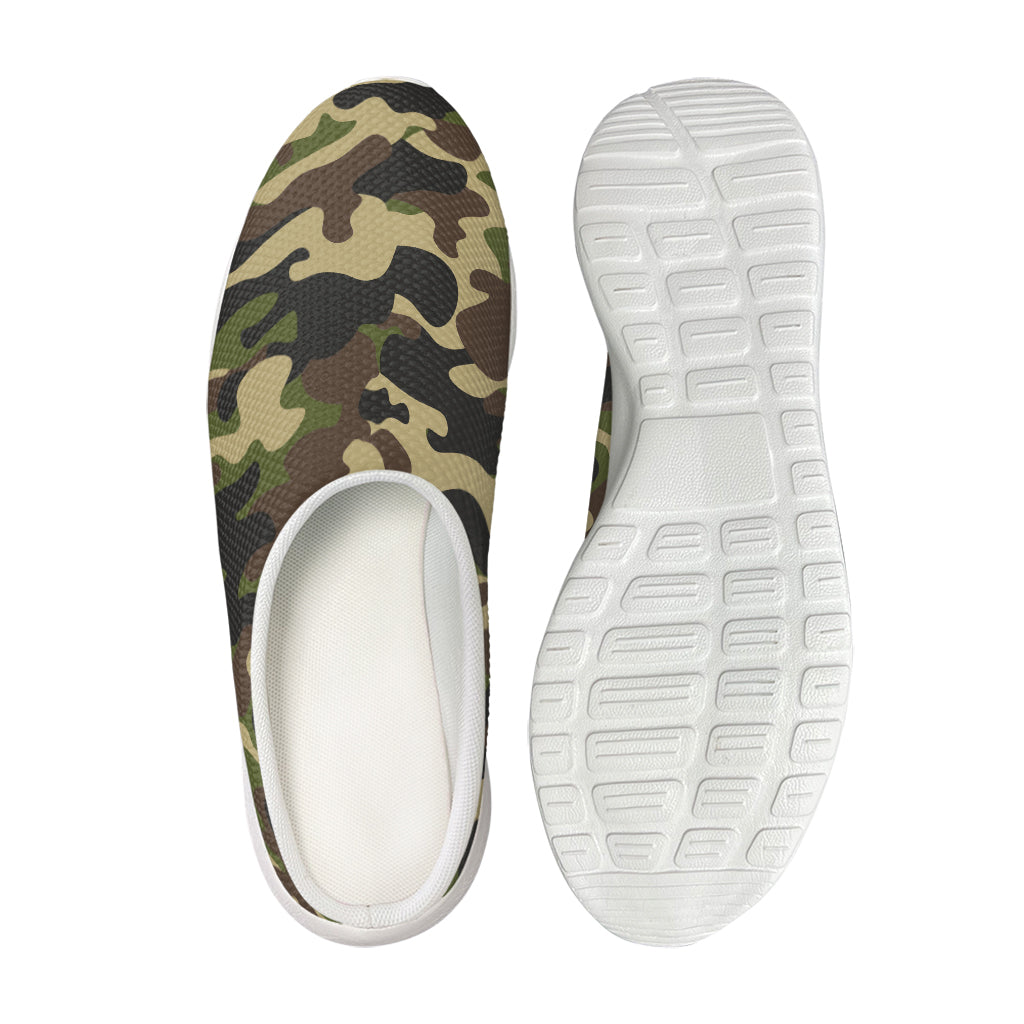 Army Green Camouflage Print Mesh Casual Shoes