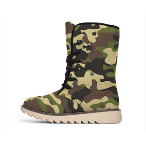 Army Green Camouflage Print Winter Boots