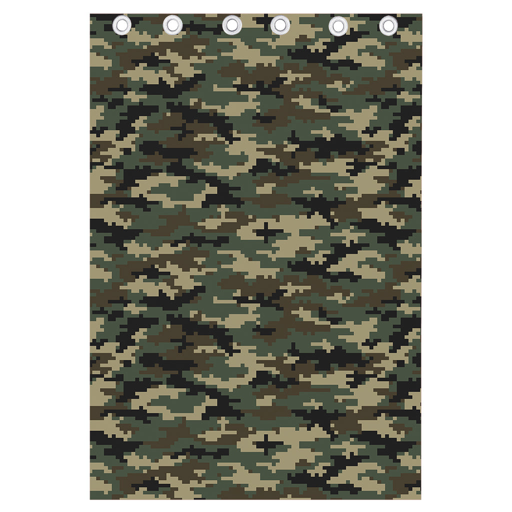 Army Green Digital Camo Pattern Print Curtain