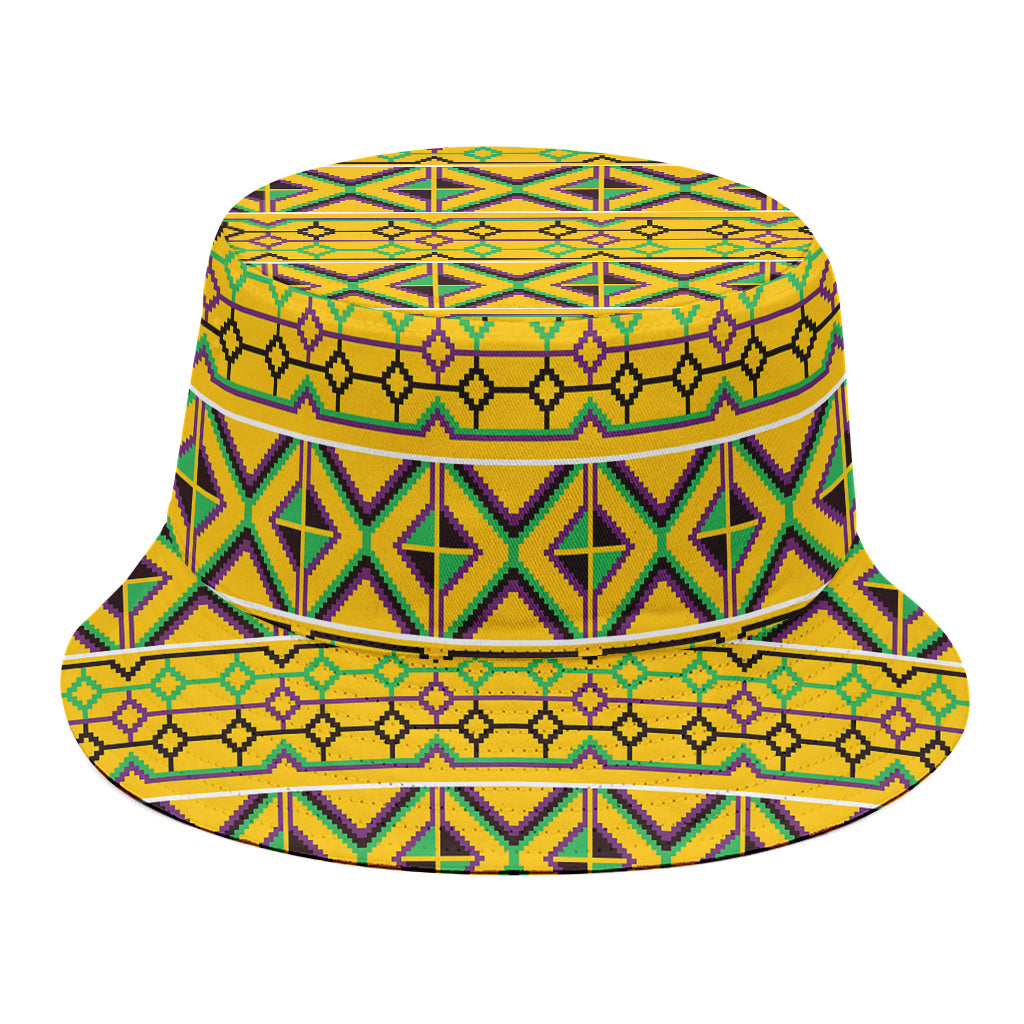 Asante Kente Pattern Print Bucket Hat