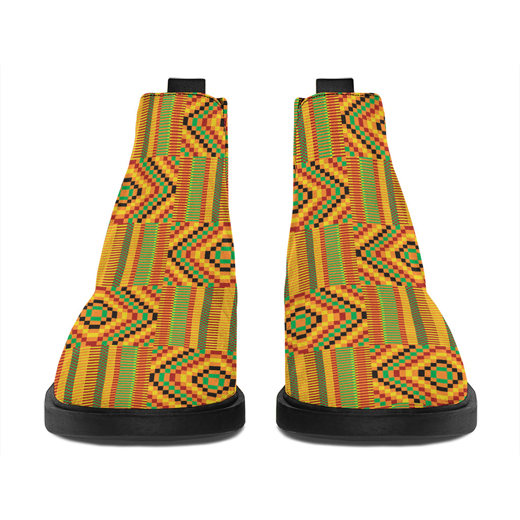 Ashanti Kente Pattern Print Flat Ankle Boots