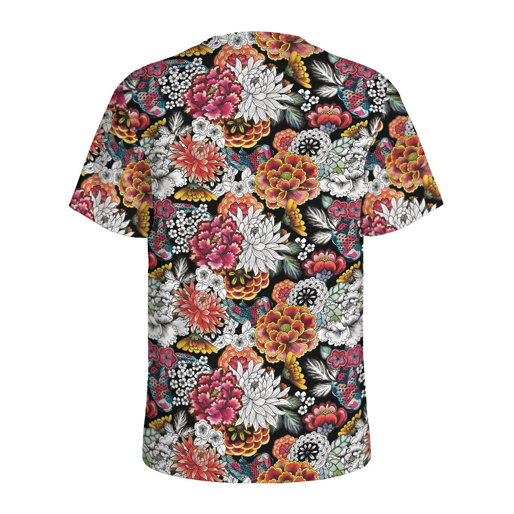 Asian Chrysanthemum Pattern Print Men's Sports T-Shirt