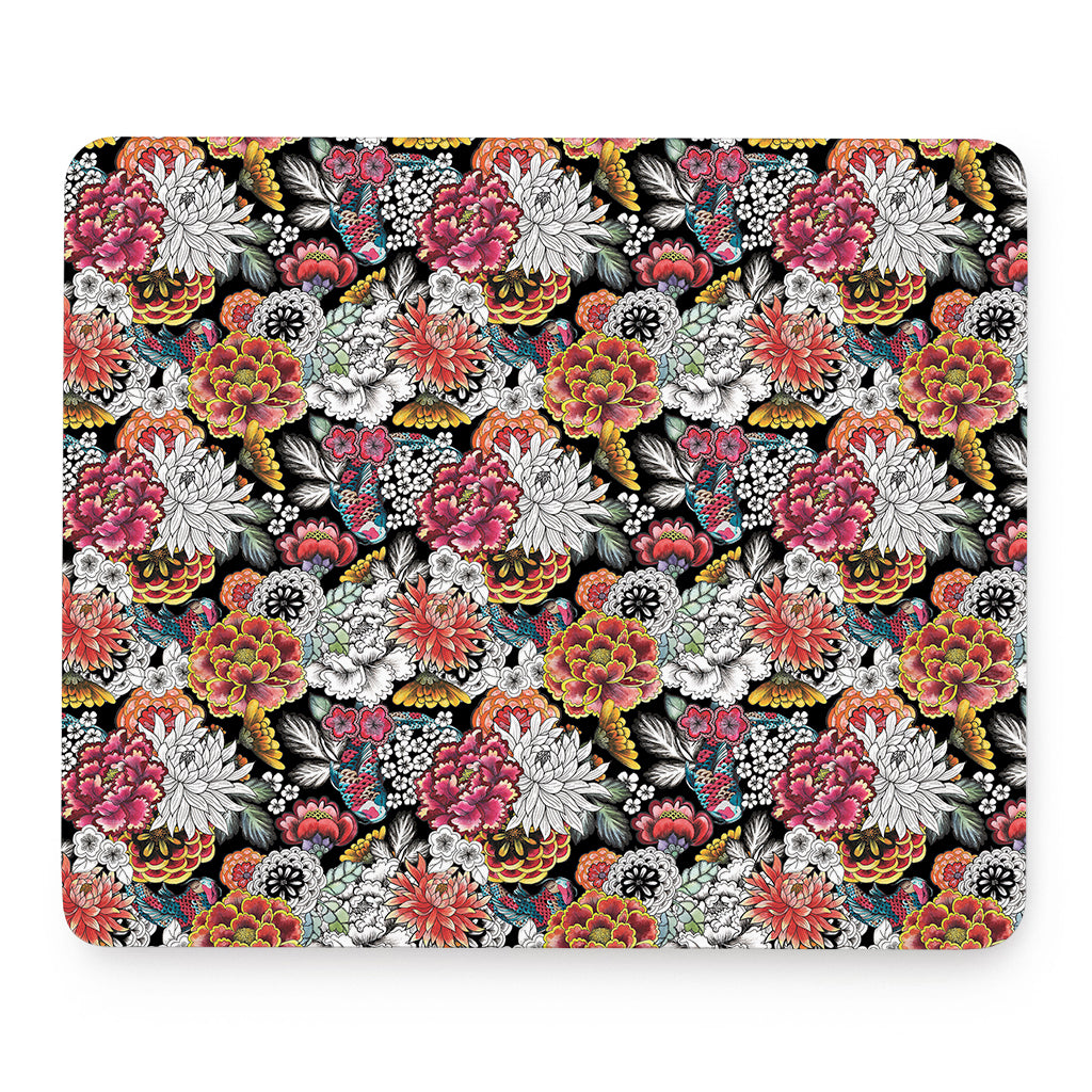 Asian Chrysanthemum Pattern Print Mouse Pad
