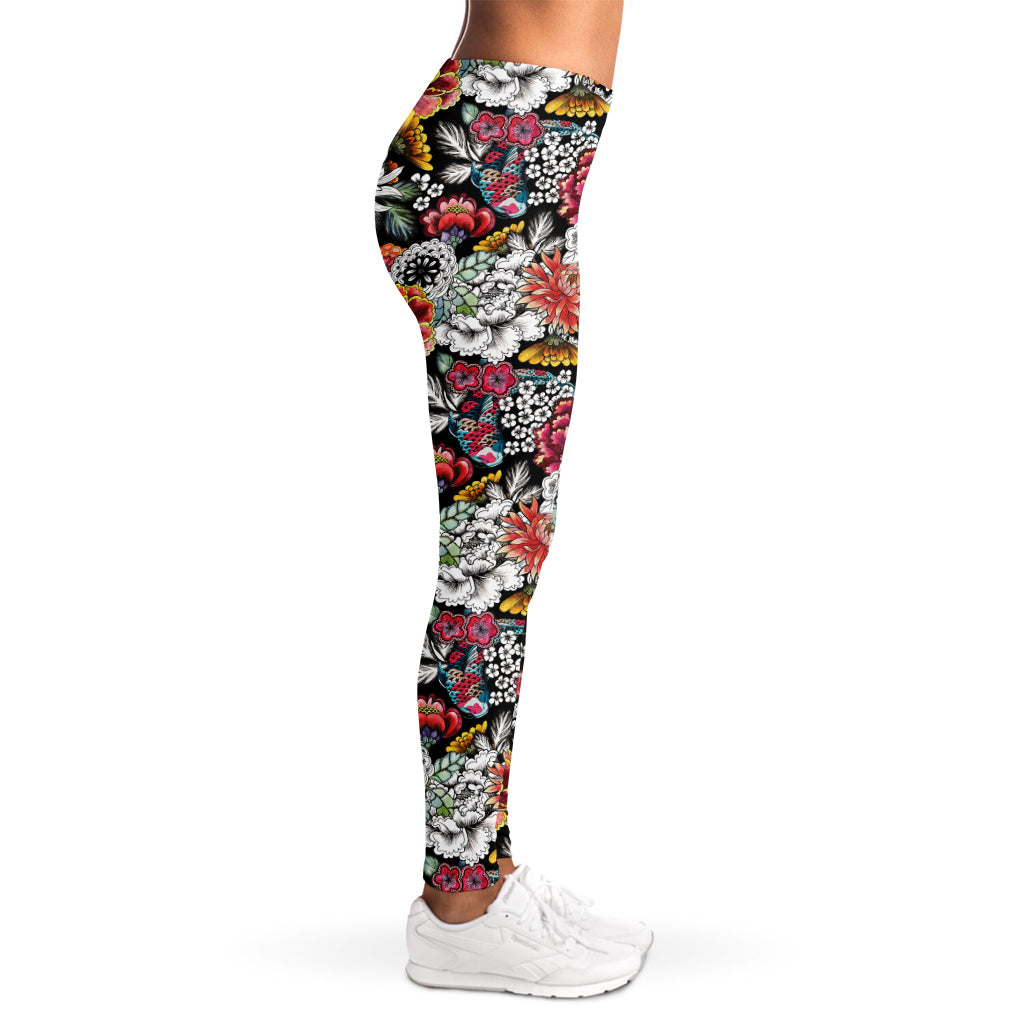 Asian Chrysanthemum Pattern Print Women's Leggings