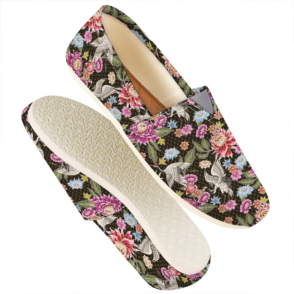 Asian Crane Bird Pattern Print Casual Shoes
