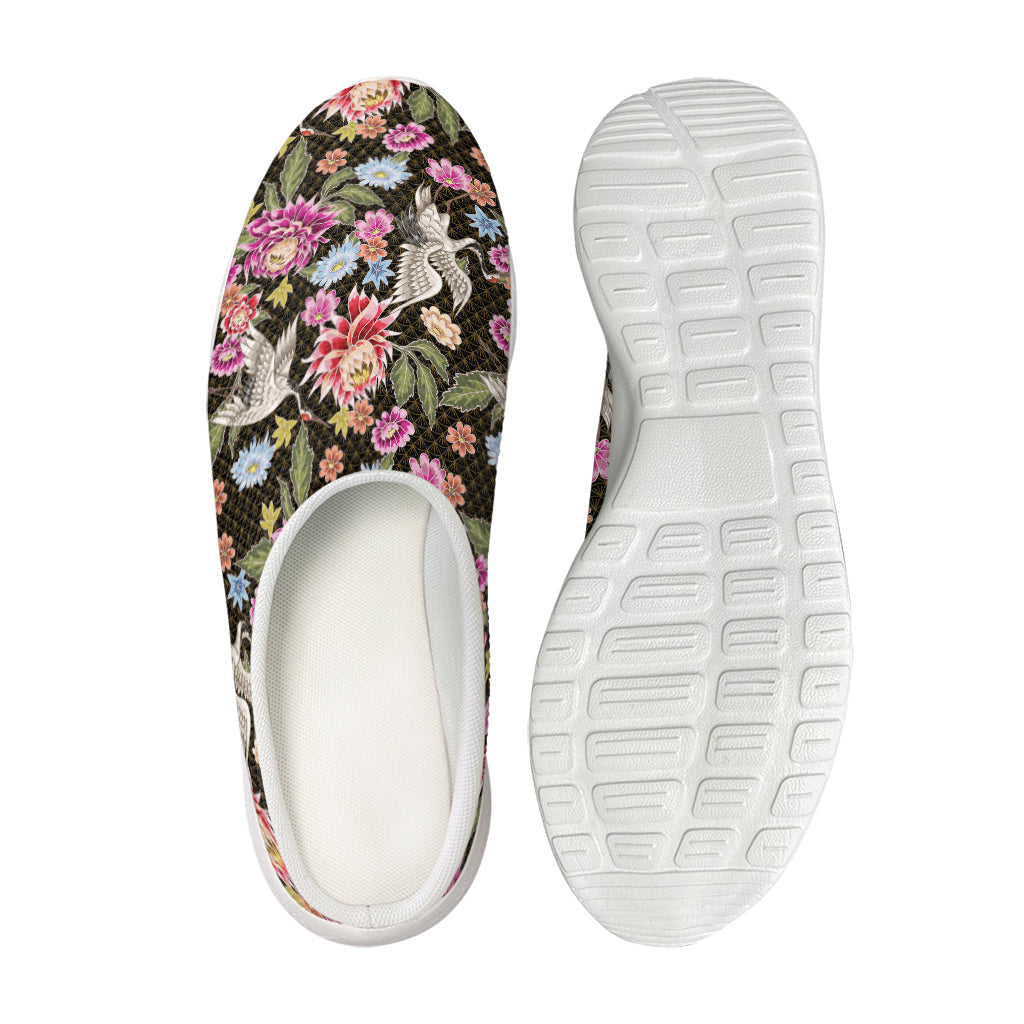 Asian Crane Bird Pattern Print Mesh Casual Shoes