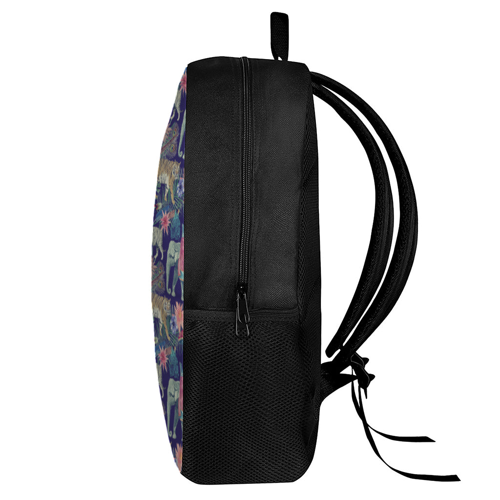 Asian Elephant And Tiger Print 17 Inch Backpack