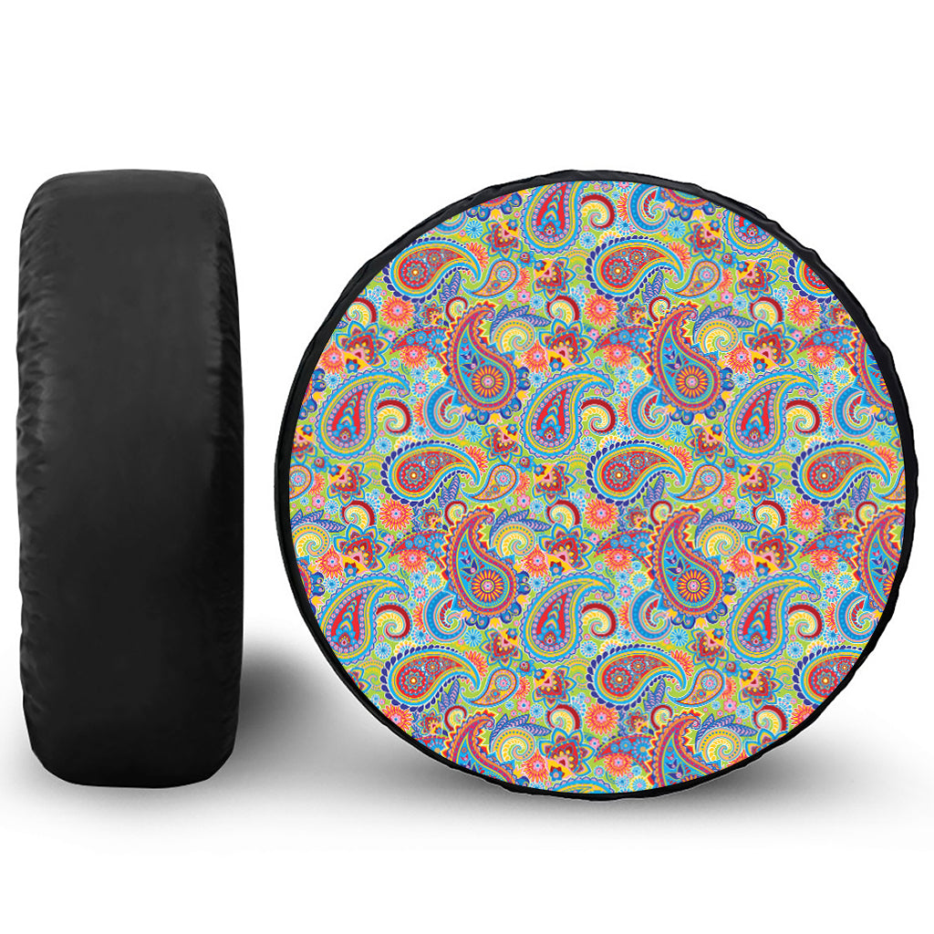Asian Paisley Pattern Print Leather Spare Tire Cover