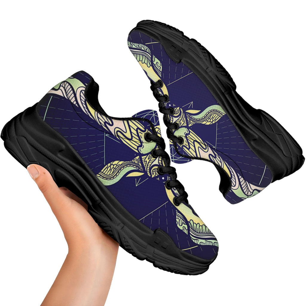 Astrological Capricorn Sign Print Black Chunky Shoes