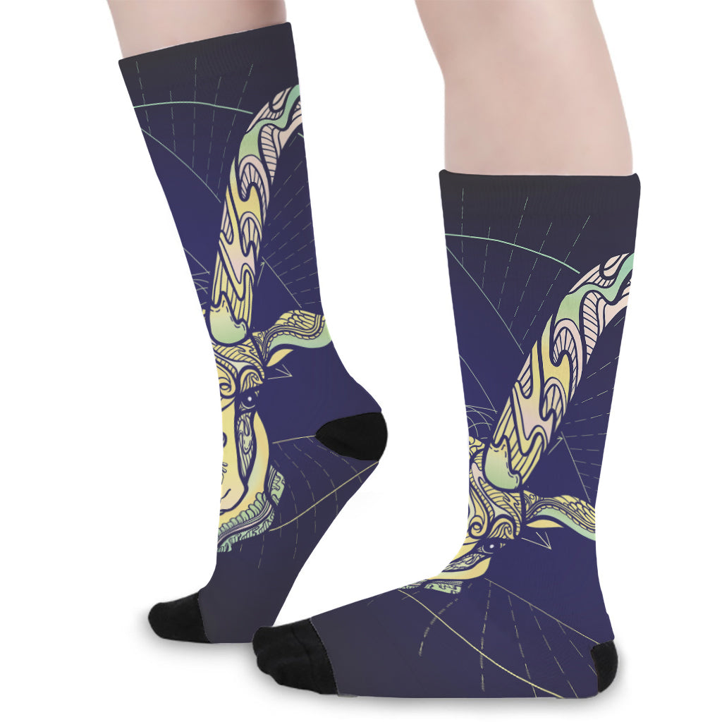 Astrological Capricorn Sign Print Long Socks