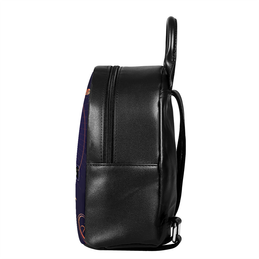 Astrological Sagittarius Sign Print Leather Backpack