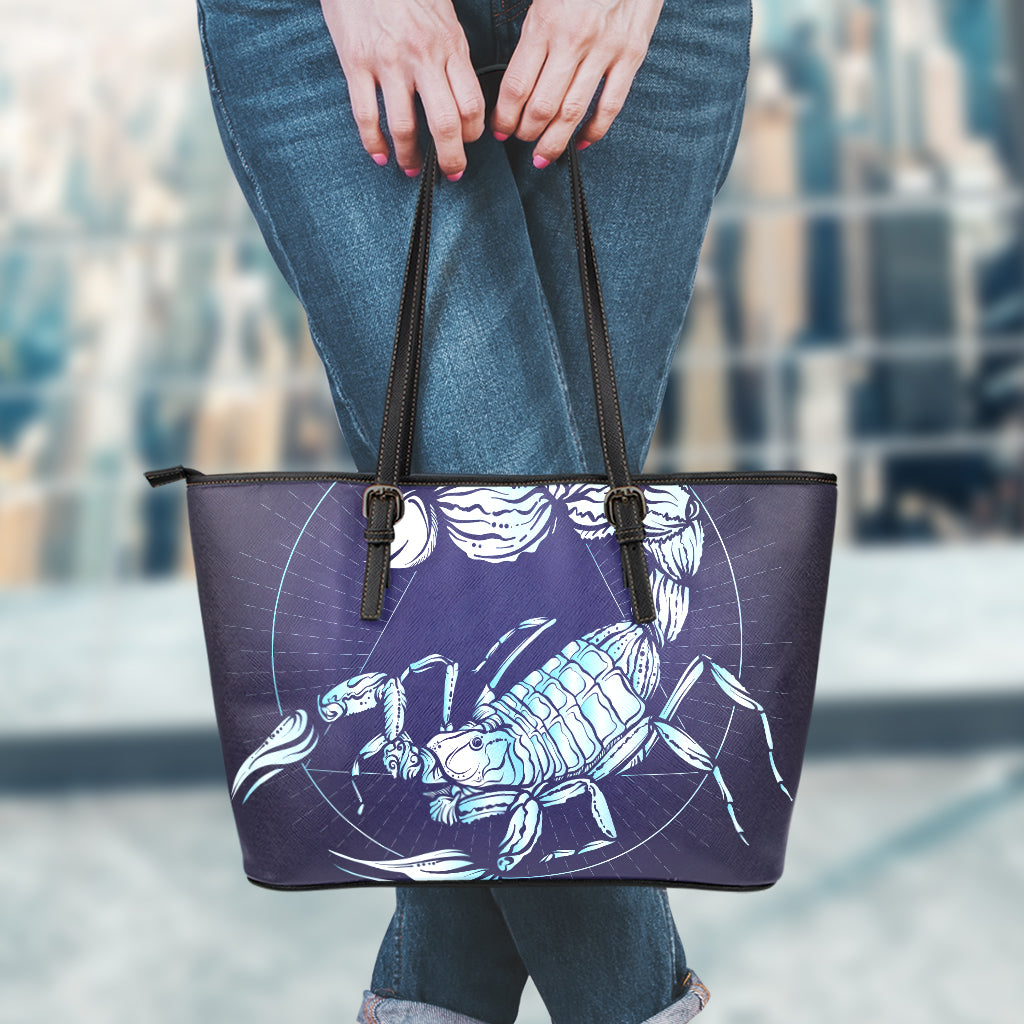 Astrological Scorpio Sign Print Leather Tote Bag