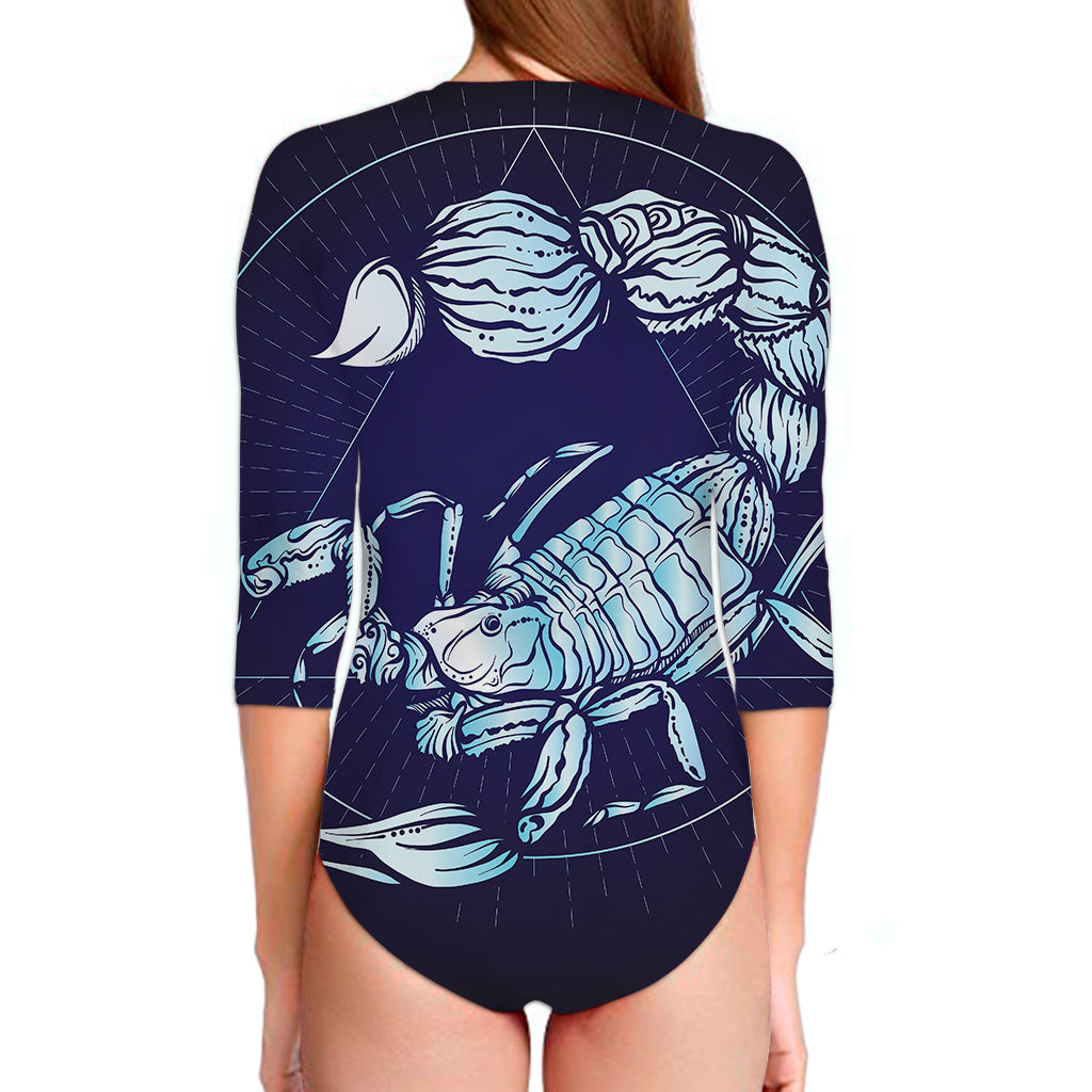 Astrological Scorpio Sign Print Long Sleeve Swimsuit